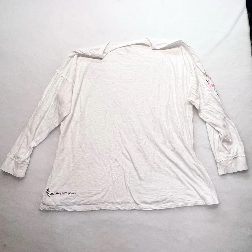 Natural Life Womens Oversized Cotton Doodle Tee Sz XXL Boho Hippie Casual - Picture 8 of 14